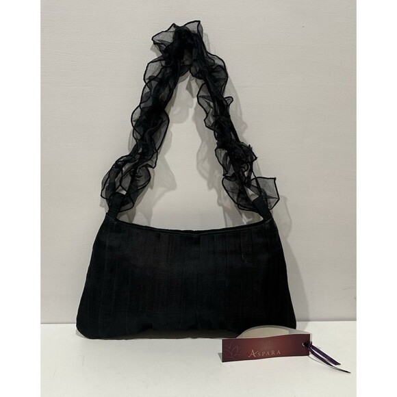 Aspara  women vintage evening black silk shoulder handbag - Picture 2 of 16